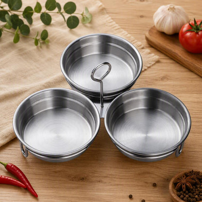 Stainless Steel Egg Poacher, 3 Cavity Steaming Egg Mold with Handle