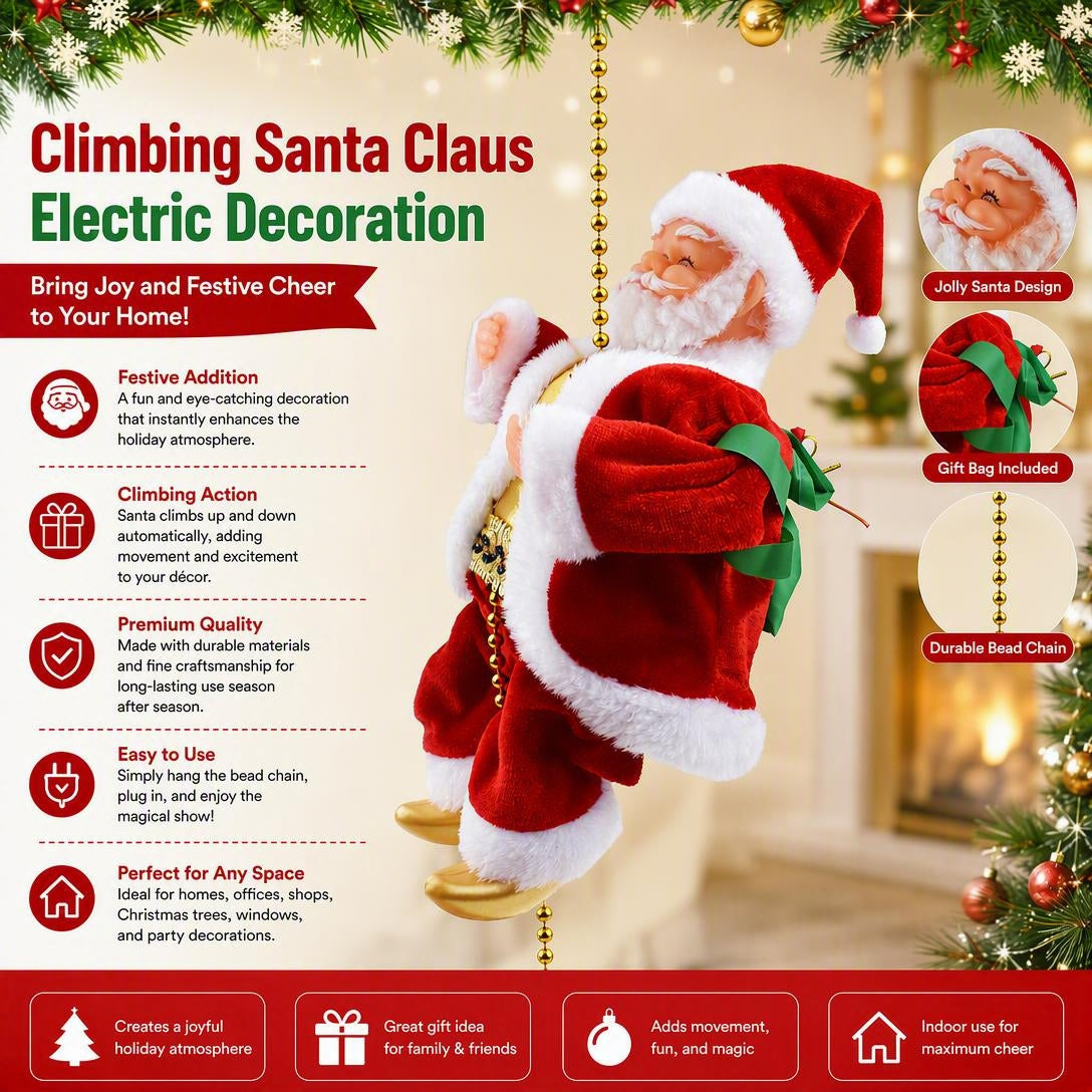 Christmas Gift Climbing Bead Electric Decoration Santa Claus Toy