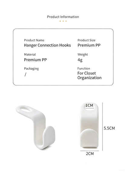 Mixed Color Clothes Hanger Extension Hooks, Wardrobe Space Saving Connectors (10Pcs)
