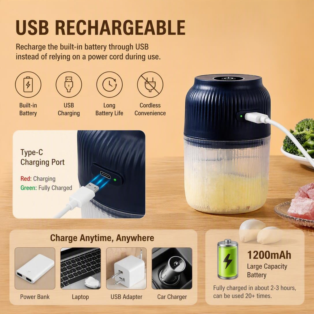 Mini Rechargeable Electric Garlic Chopper