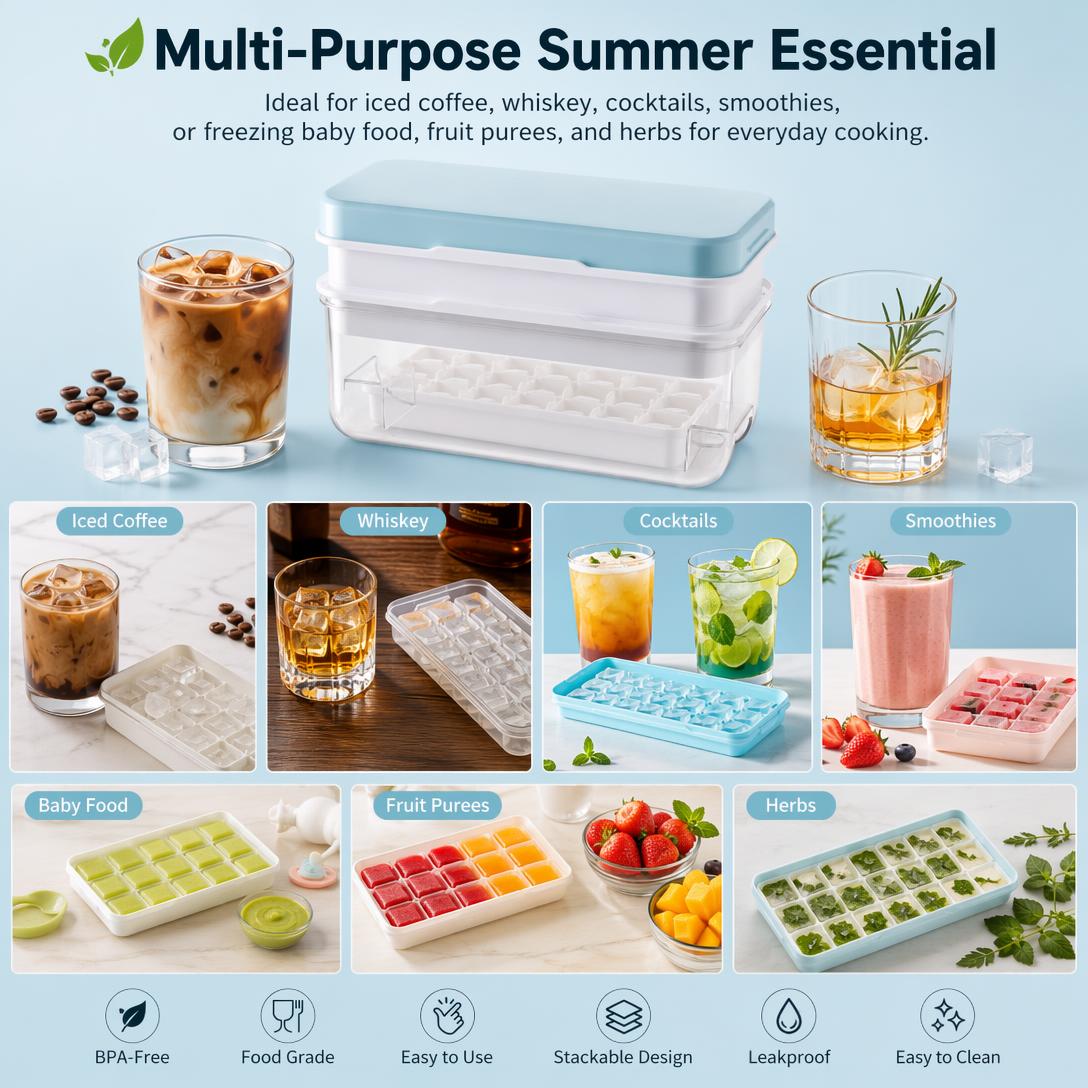 🧊Stackable ice cube tray set - with lid and storage box