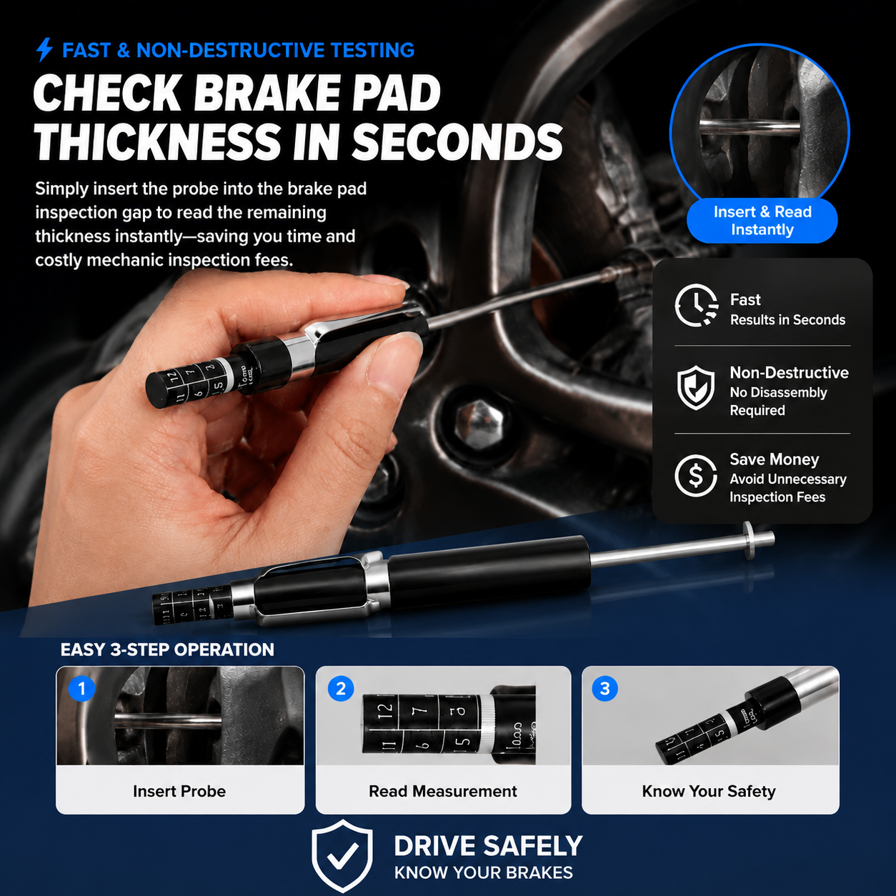 🖊️Professional brake pad thickness measuring pen
