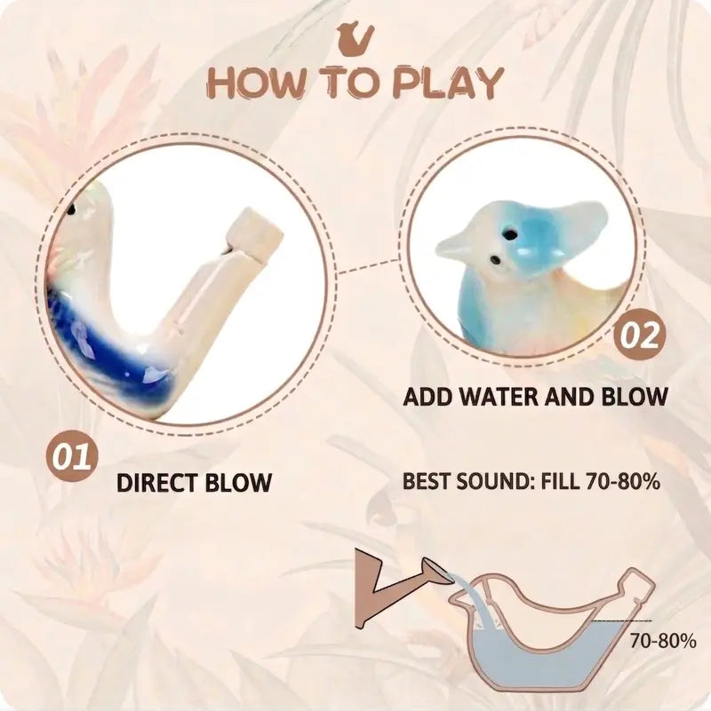 🐦 Ceramic Water Bird Whistles, Colorful Porcelain Toys