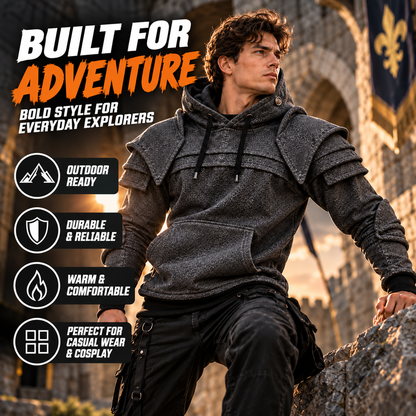 ⚔️ The Dark Armor Knight Hoodie – Tactical Medieval Streetwear