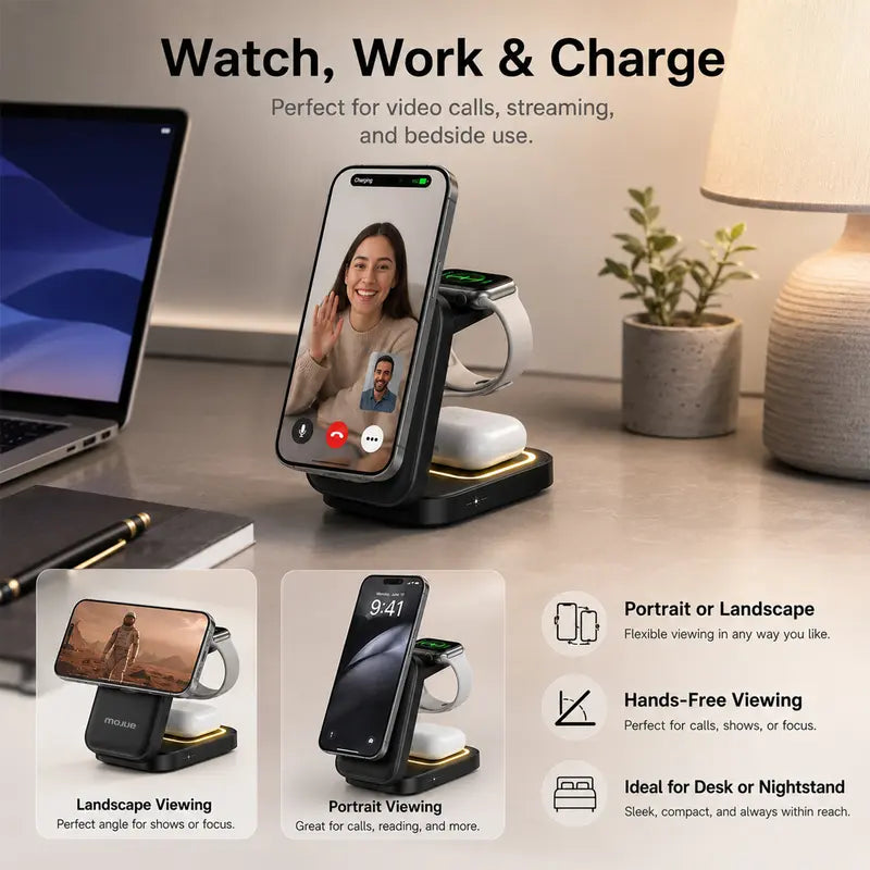 3-In-1 Foldable Magnetic Wireless Charger
