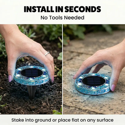 🔥Hot Sale 49% off🌟💎 Solar Outdoor Mosaic Disk Pathway LED Lights