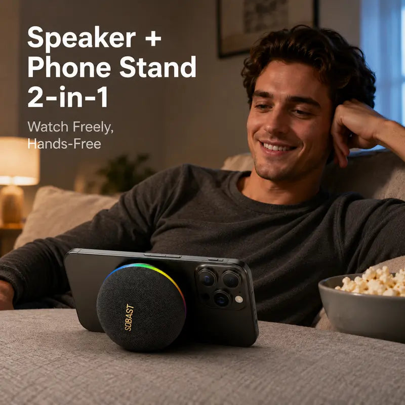 Magnetic Mini Bluetooth Speaker, 2-in-1 Phone Stand