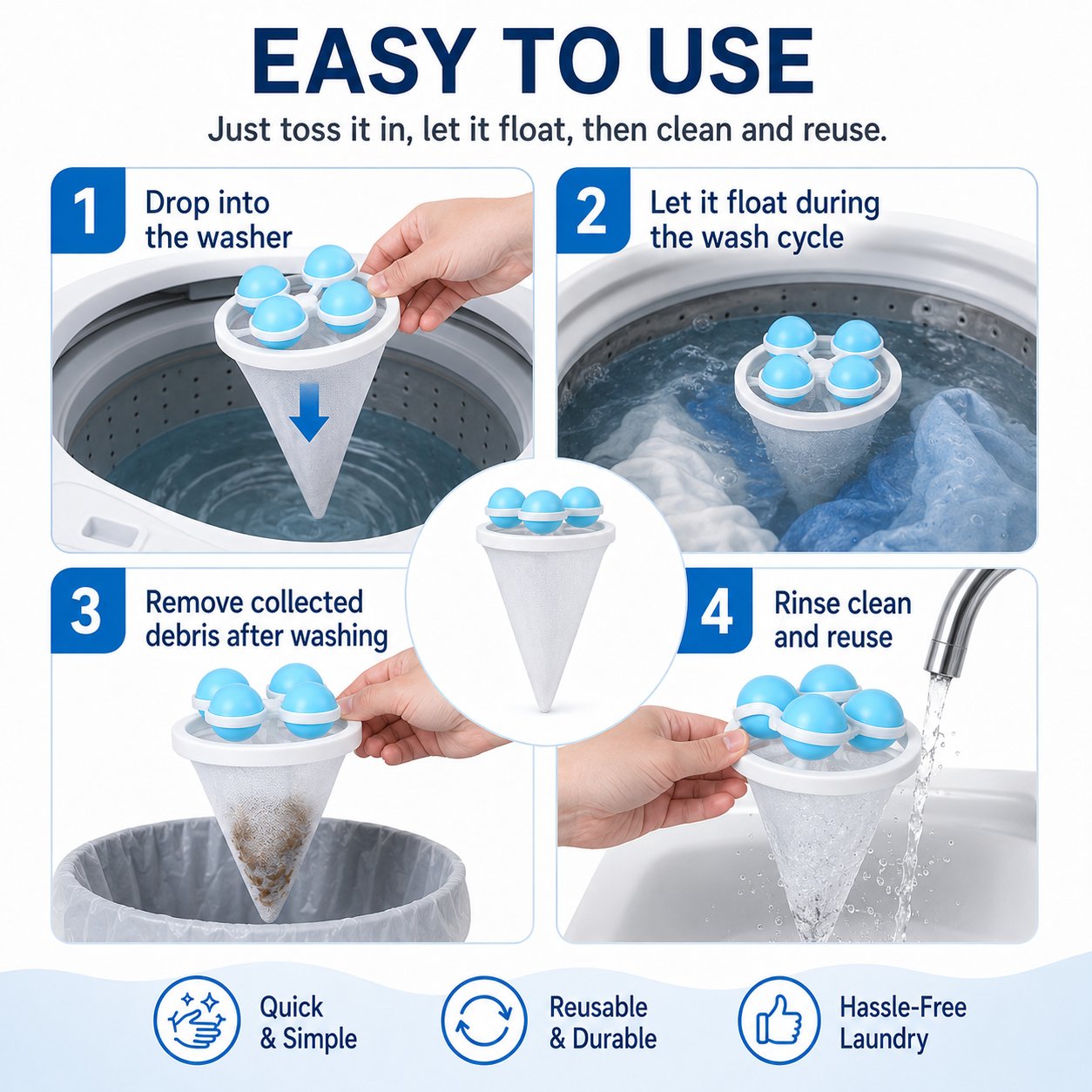 👚Floating Lint & Hair Catcher（3pcs）