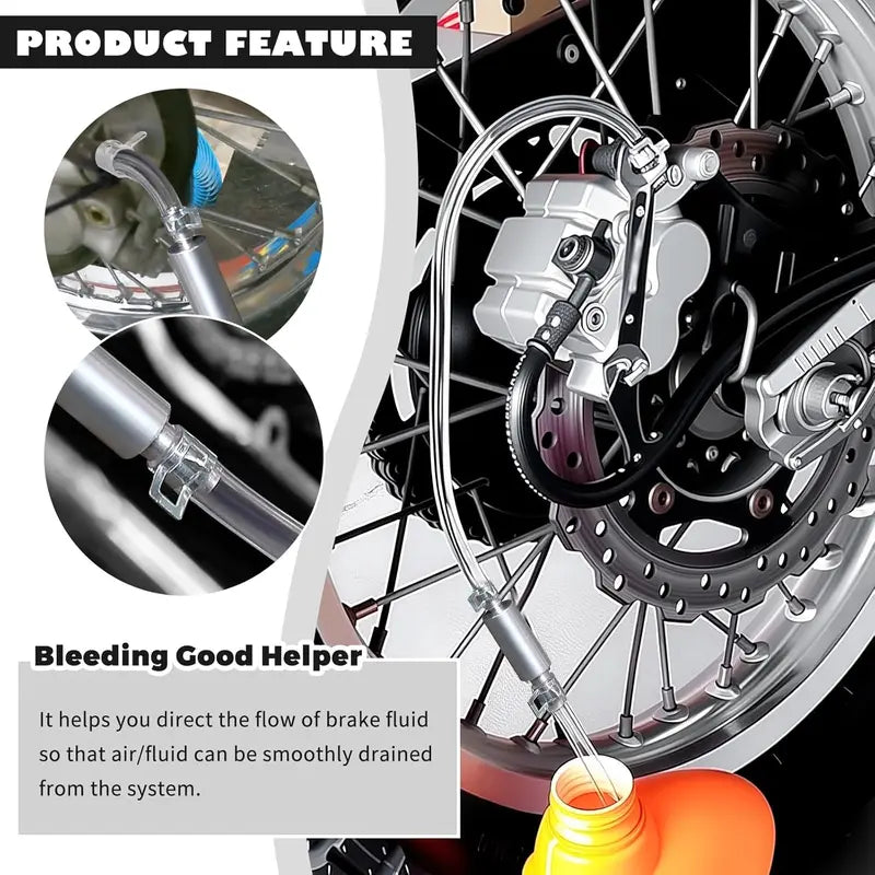 Aluminum Alloy Car Brake Fluid Bleeding Hose Kit – Suitable for Cars and Motorcycles