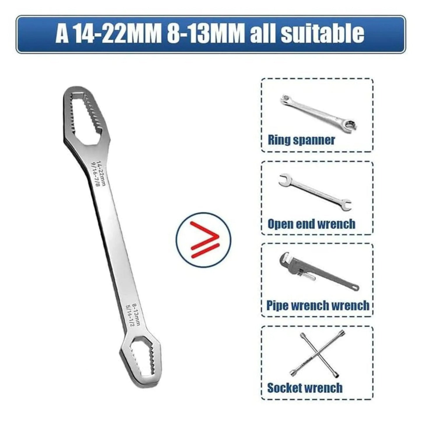 Universal Car Torx Wrench,8-24mm Self-tightening Wrench,Double-head Torx Spanner