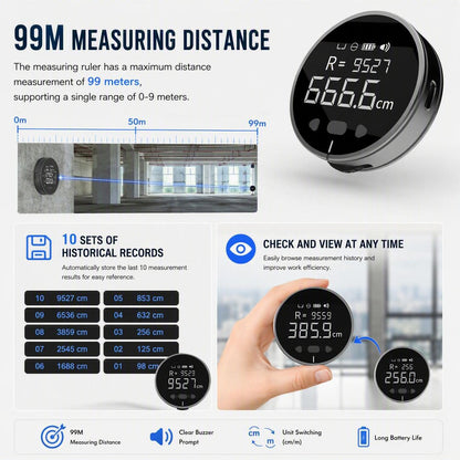 Electronic Digital Tape Measure, with LCD Display,Curved Surface Rolling Measuring Tool