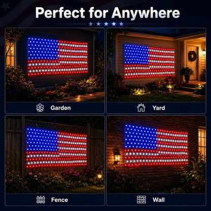 🇺🇸🎆Super Bright Solar-powered outdoor waterproof American flag mesh light