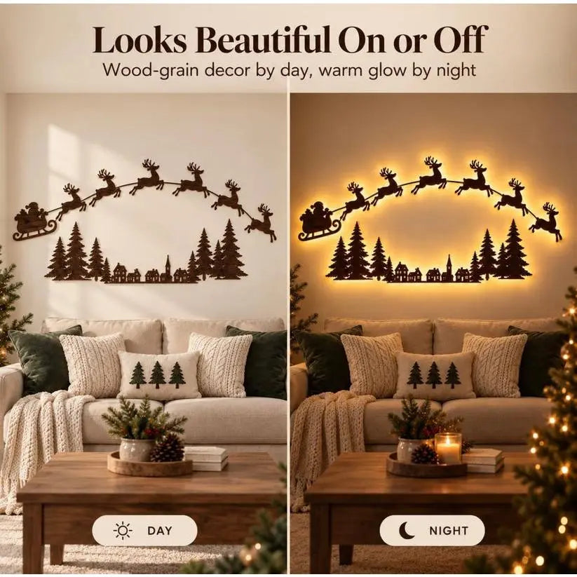 🎄 Lighted Christmas Wall Decor – Cordless Peel-and-Stick Holiday Display