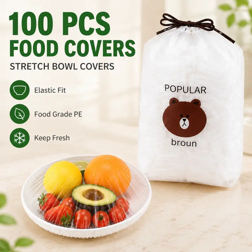 🥗100 PCS Disposable Elastic Food Covers