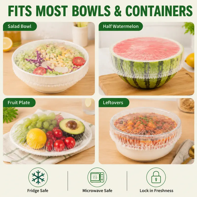 🥗100 PCS Disposable Elastic Food Covers