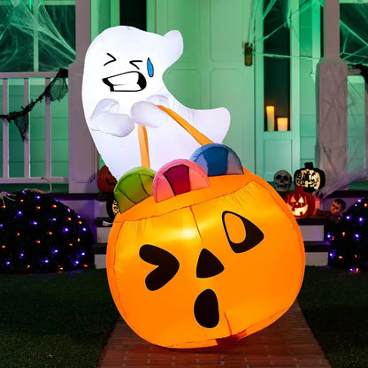 🎃Animated Halloween inflatable cat pumpkin with LED lights