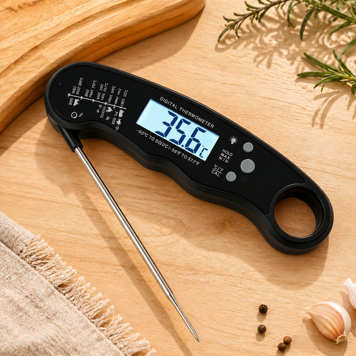 Foldable Multi-functional Thermometer With Arc-shaped Scale