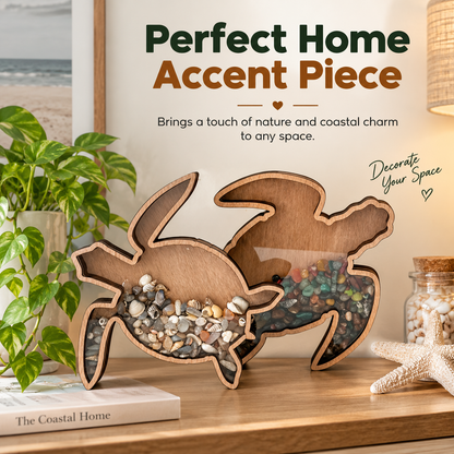 🐢Transparent wooden turtle shell-shaped display box - perfect for storing stones, jewelry, teeth and small items
