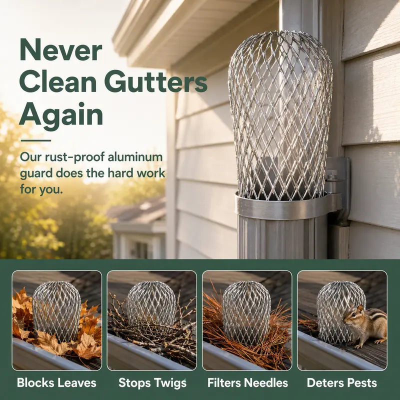 Expandable Flexible Metal Mesh Downspout Drain Guard（3Pcs）
