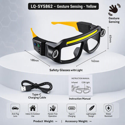 Rechargeable Lighted Safety Glasses with LED Headlamp