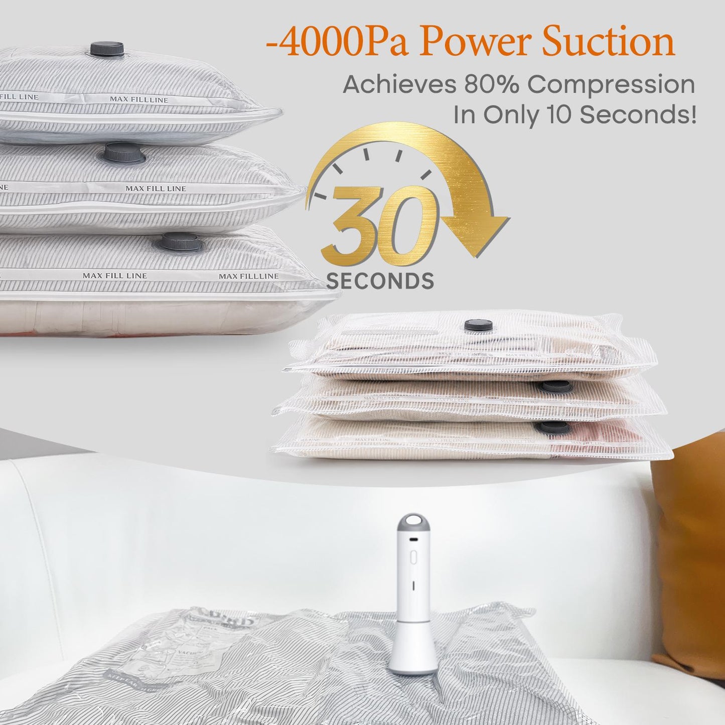 🧳💨 Vacease Cordless Travel Vacuum Bag Set with Rechargeable Air Pump