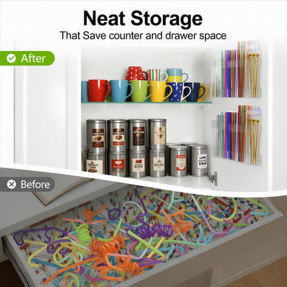 🗂️Multi-Grid Acrylic Drinking Straw Organizer