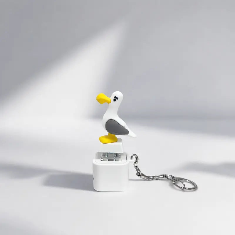 🔊🐦 Seagull MINE! Button Keychain-Real Sound & LED Light