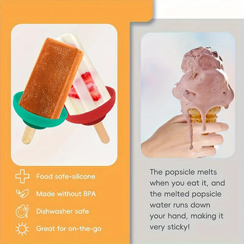 🍦4-piece silicone ice cream stand set - leak-proof cone stand with anti-drip cover