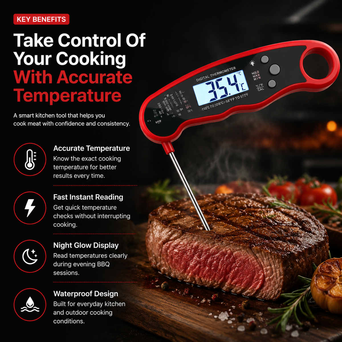 Foldable Multi-functional Thermometer With Arc-shaped Scale