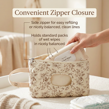 🌸Hangable floral pattern wet wipes bag