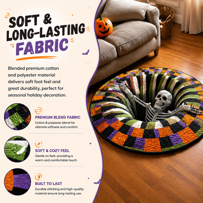 💀Halloween 3D Swirl Skull Round Rug
