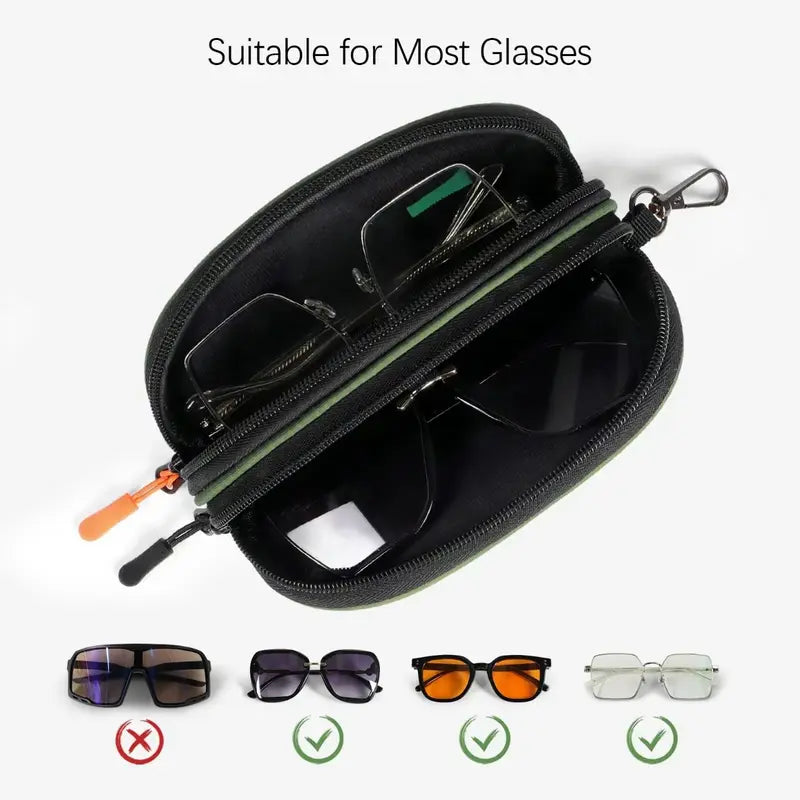 Soft Portable Double Eyeglass Case Zipper Sunglasses Bag