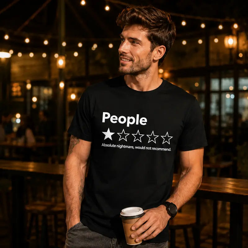 Unisex Short-Sleeved T-Shirt With A Funny One-Star Review Printed On It.