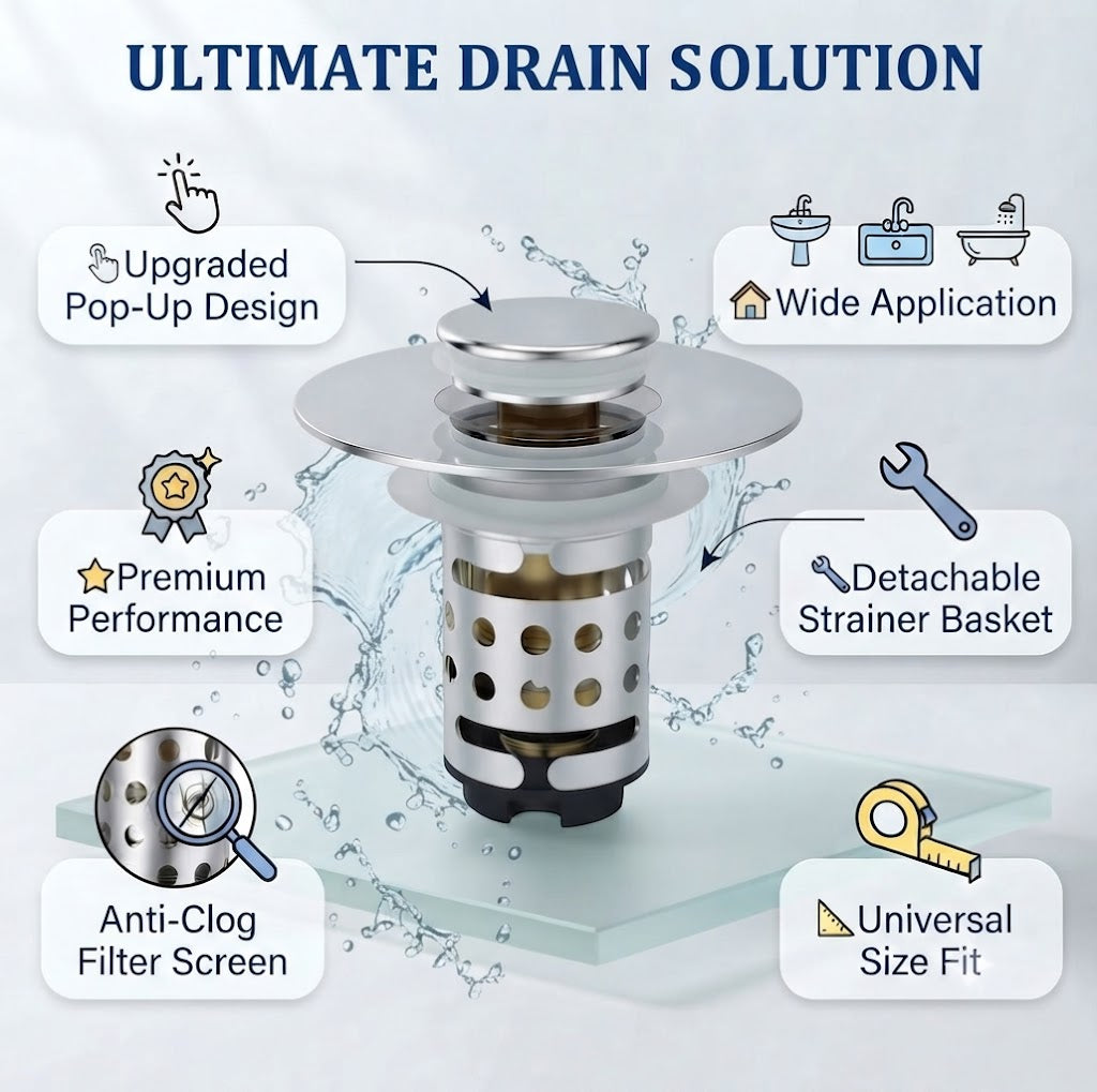 🔧Upgraded bathroom sink drain filter bathroom accessory set