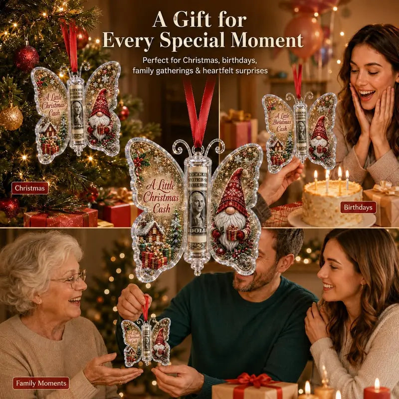 Christmas Cash Gift Ornament - Butterfly Money Holder