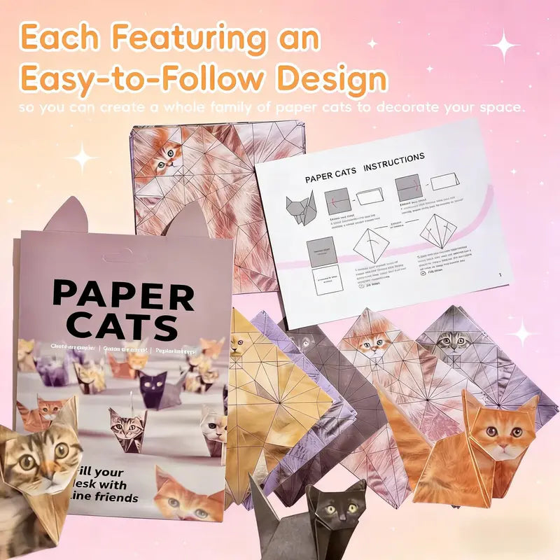 🐱✂️New DIY Paper Cat Origami Animal Set (50 Pcs)