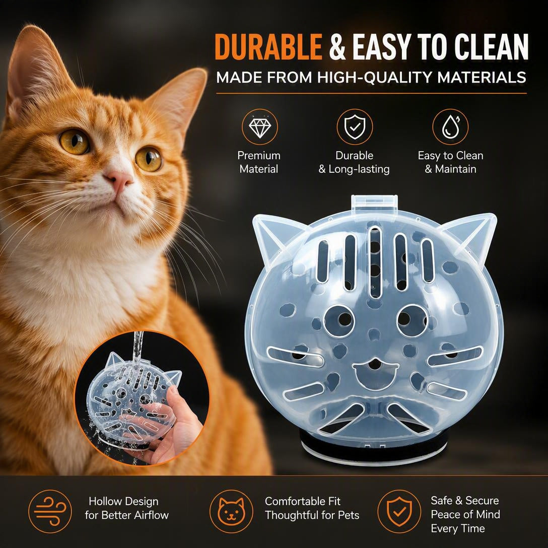 Translucent Cat Muzzle Bite Guard - Breathable Cap