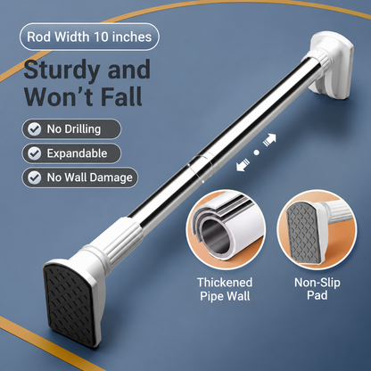 🛡️No-Drill Heavy-Duty Telescopic Tension Rod