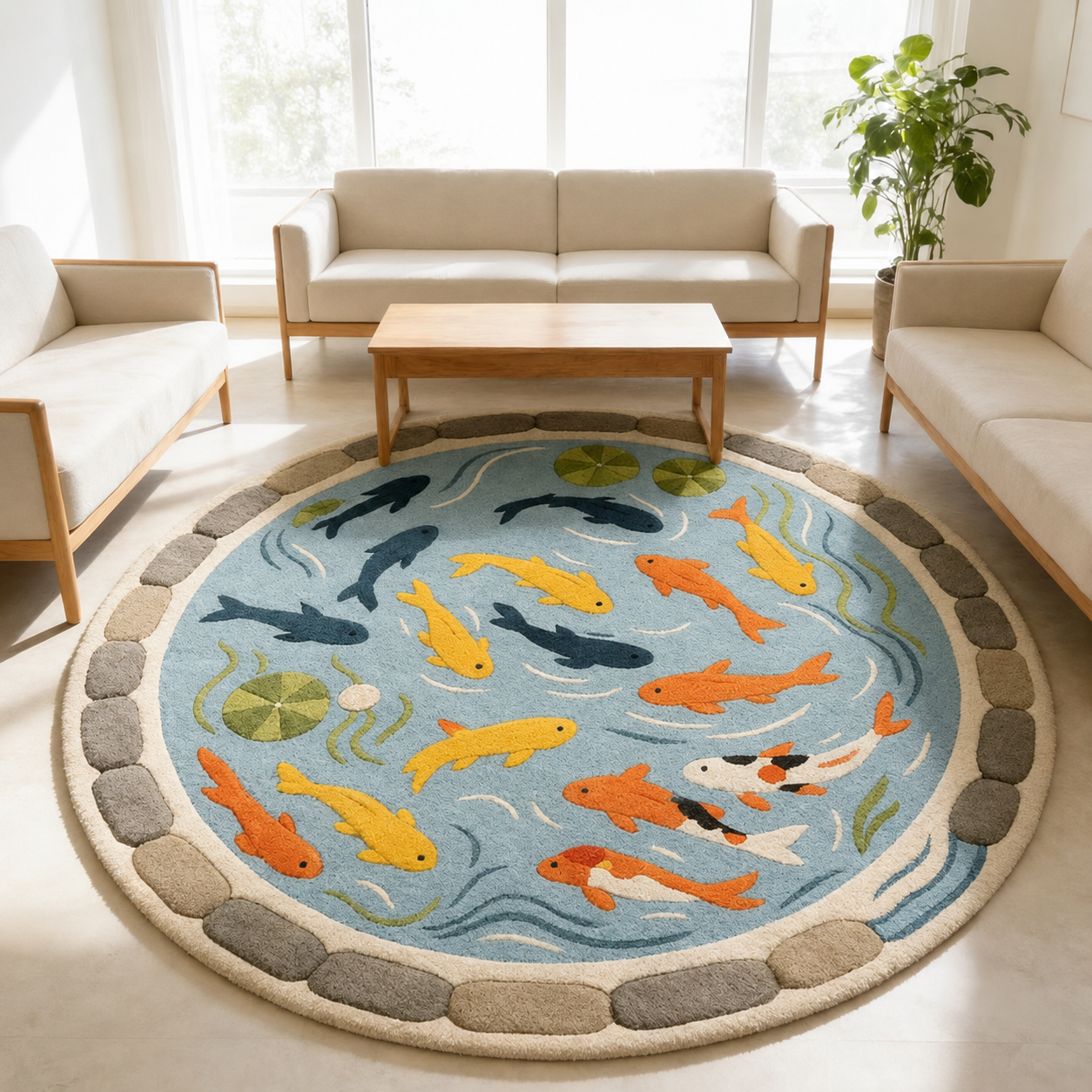 Stone Edge Round Koi Pond