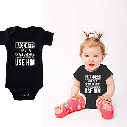 🔥Hot Sale 49% off🌟👶 "Back Off! I Have a Crazy Grandpa" Cute Cotton Baby Bodysuit(💥Buy 3 Get 1 Free 🛒Free Shipping)