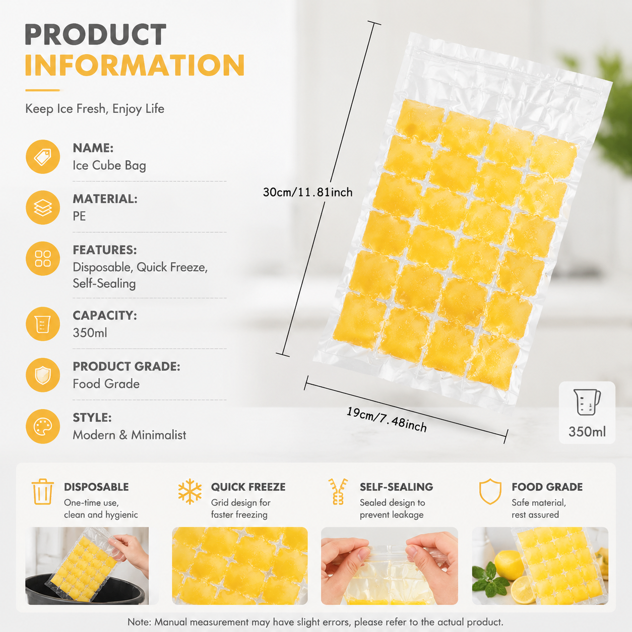 100 Packs Of Disposable Transparent Refrigeration Ice Packs