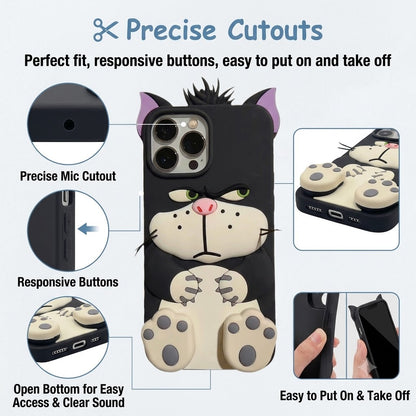 😼Cartoon Lucifer Cat Silicone Phone Case for Apple 17/16/15 Pro Max