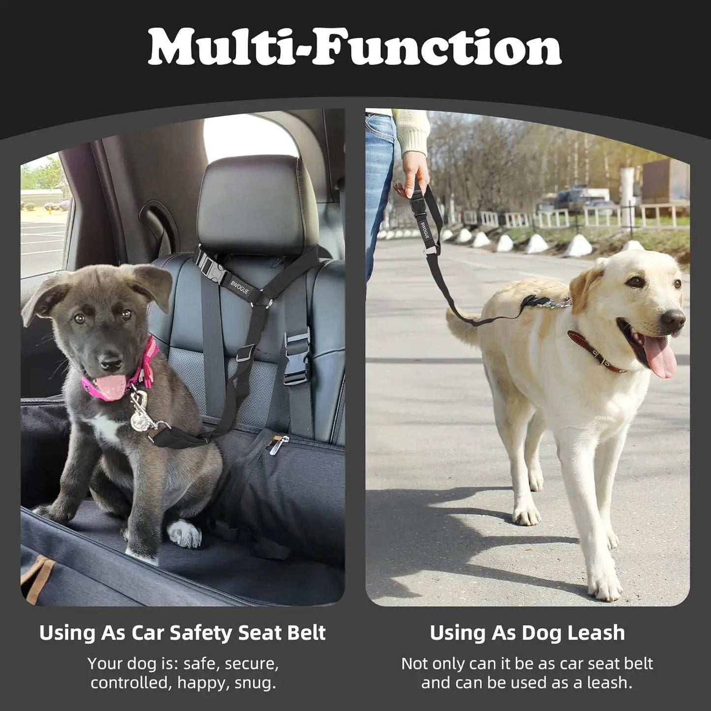🚗 Adjustable Dog Car Seatbelt Harness