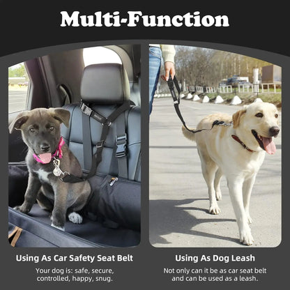 🚗 Adjustable Dog Car Seatbelt Harness