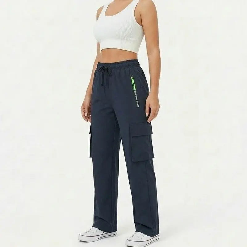 Multi-Pocket Design Slim Straight Leg Casual Trousers