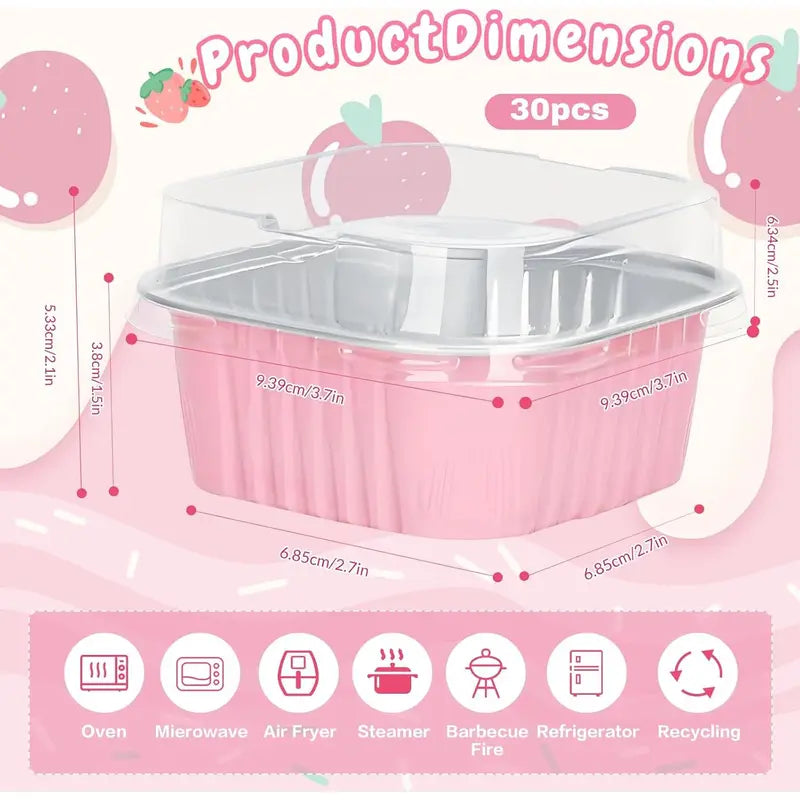 🎂💖 5oz Mini Aluminum Foil Bakeware Pans with Plastic Lids
