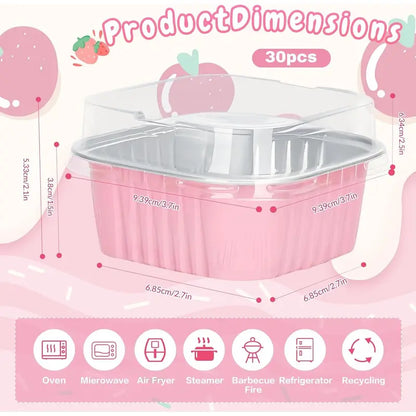 🎂💖 5oz Mini Aluminum Foil Bakeware Pans with Plastic Lids