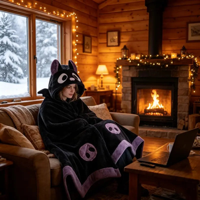 🎁【summerween】1pc Unisex Wearable Blanket Bat  Hooded Cape