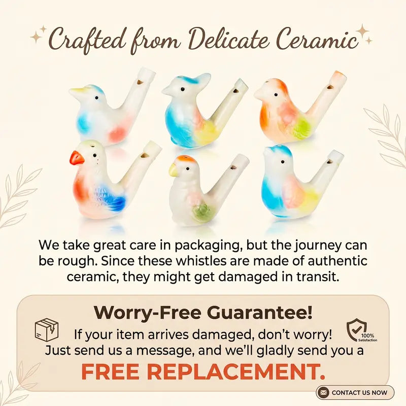 🐦 Ceramic Water Bird Whistles, Colorful Porcelain Toys