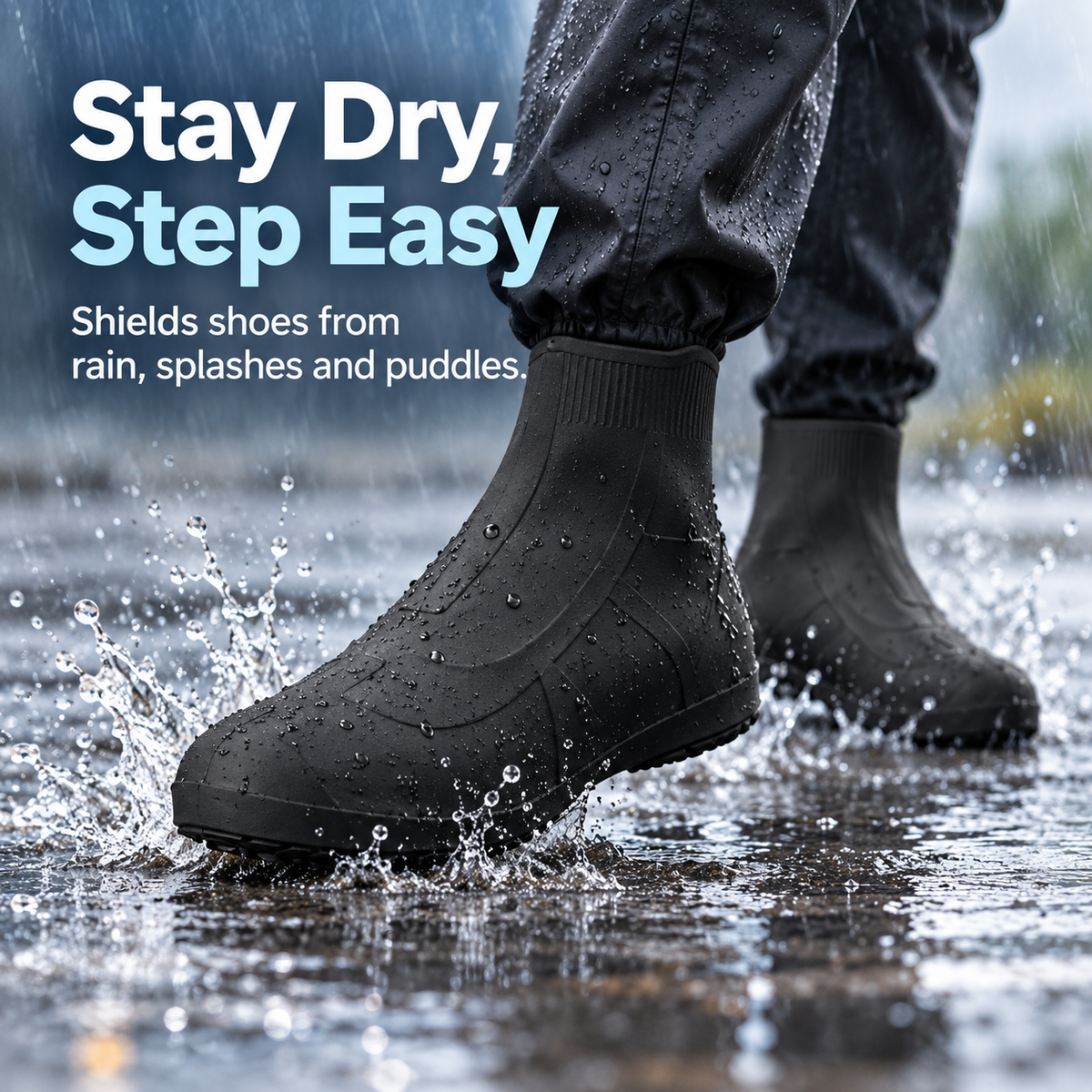 ☔Reusable Latex Rain Shoe Covers – Mid-calf, Waterproof, and Wear-resistant